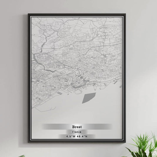 ROAD MAP OF BREST, FRANCE BY MAPBAKES