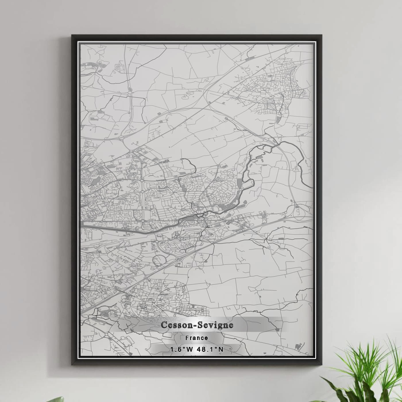 ROAD MAP OF CESSON-SEVIGNE, FRANCE BY MAPBAKES