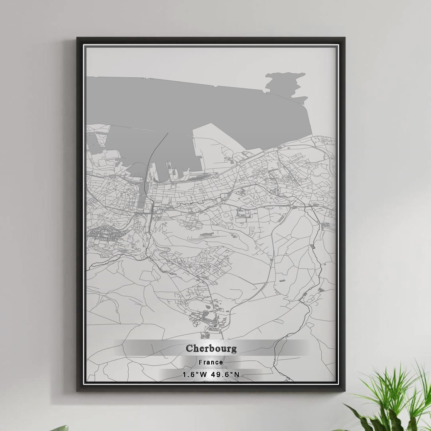 ROAD MAP OF CHERBOURG, FRANCE BY MAPBAKES