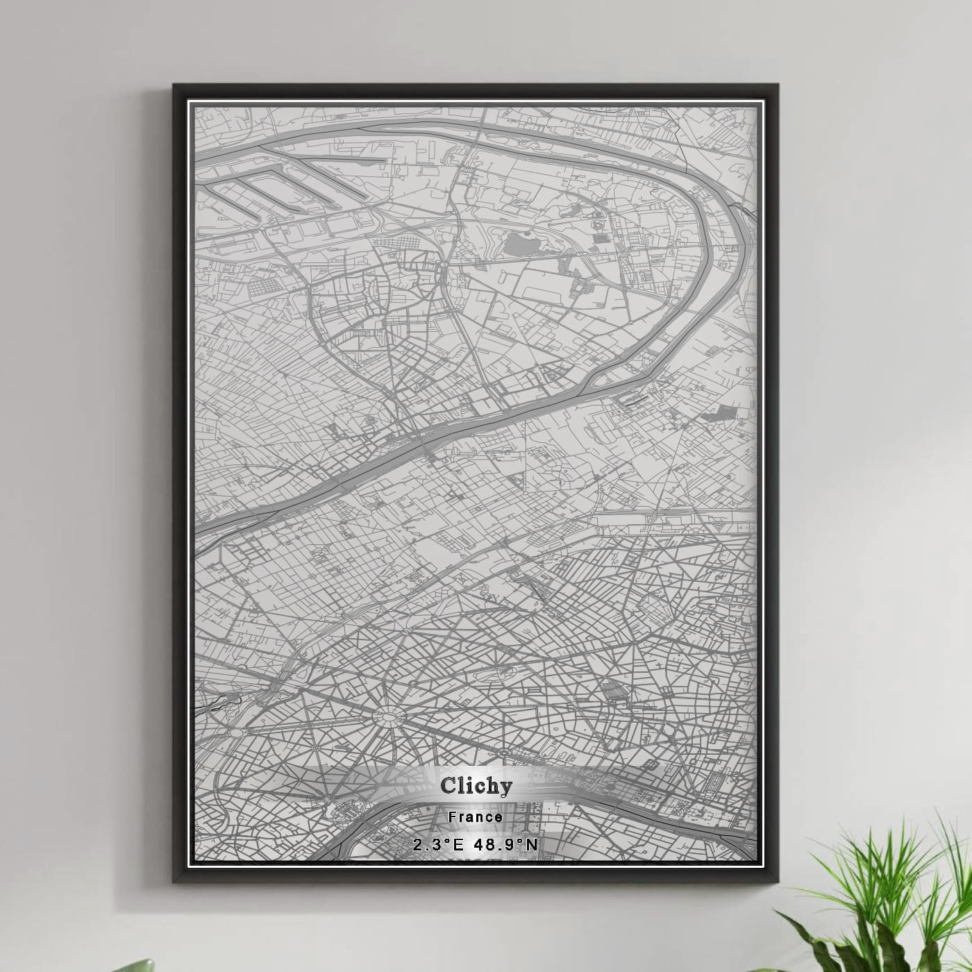 ROAD MAP OF CLICHY, FRANCE BY MAPBAKES