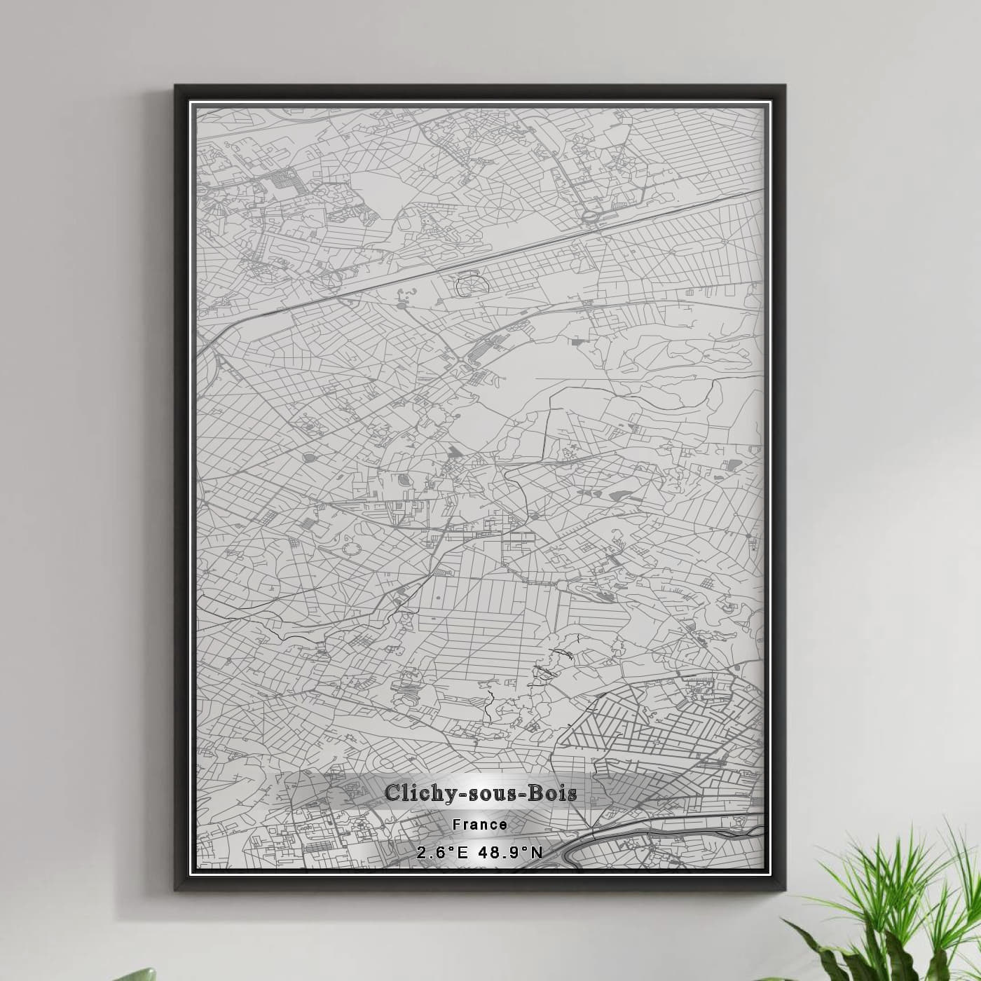 ROAD MAP OF CLICHY-SOUS-BOIS, FRANCE BY MAPBAKES