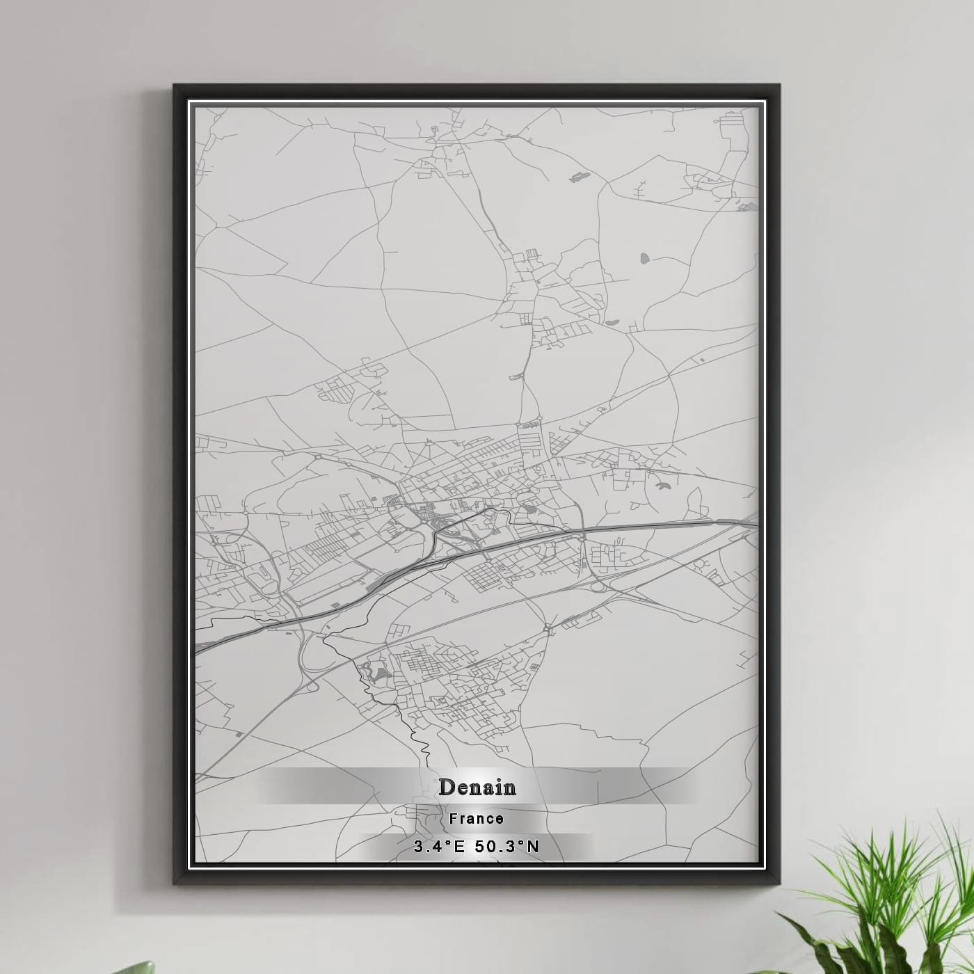 ROAD MAP OF DENAIN, FRANCE BY MAPBAKES