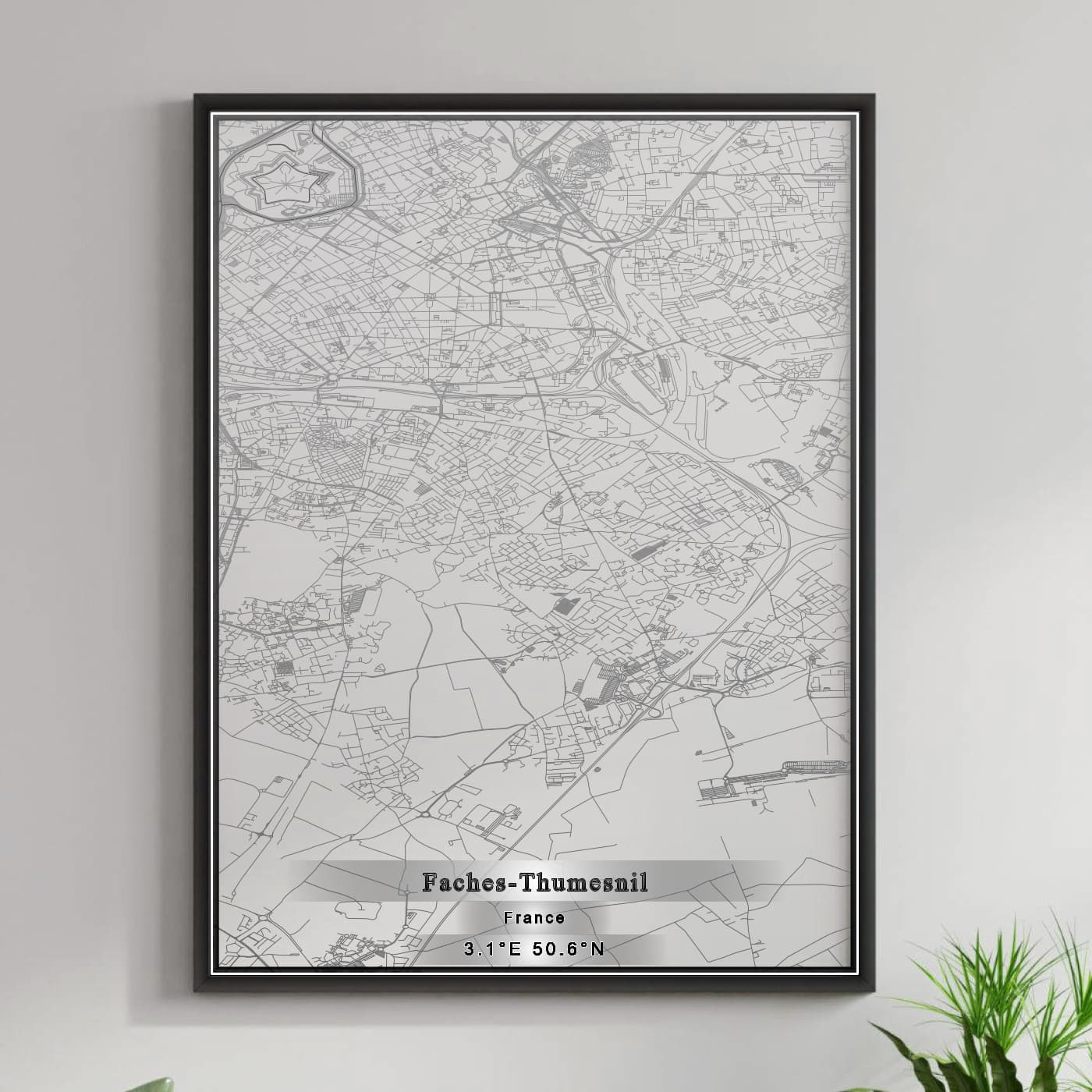 ROAD MAP OF FACHES-THUMESNIL, FRANCE BY MAPBAKES