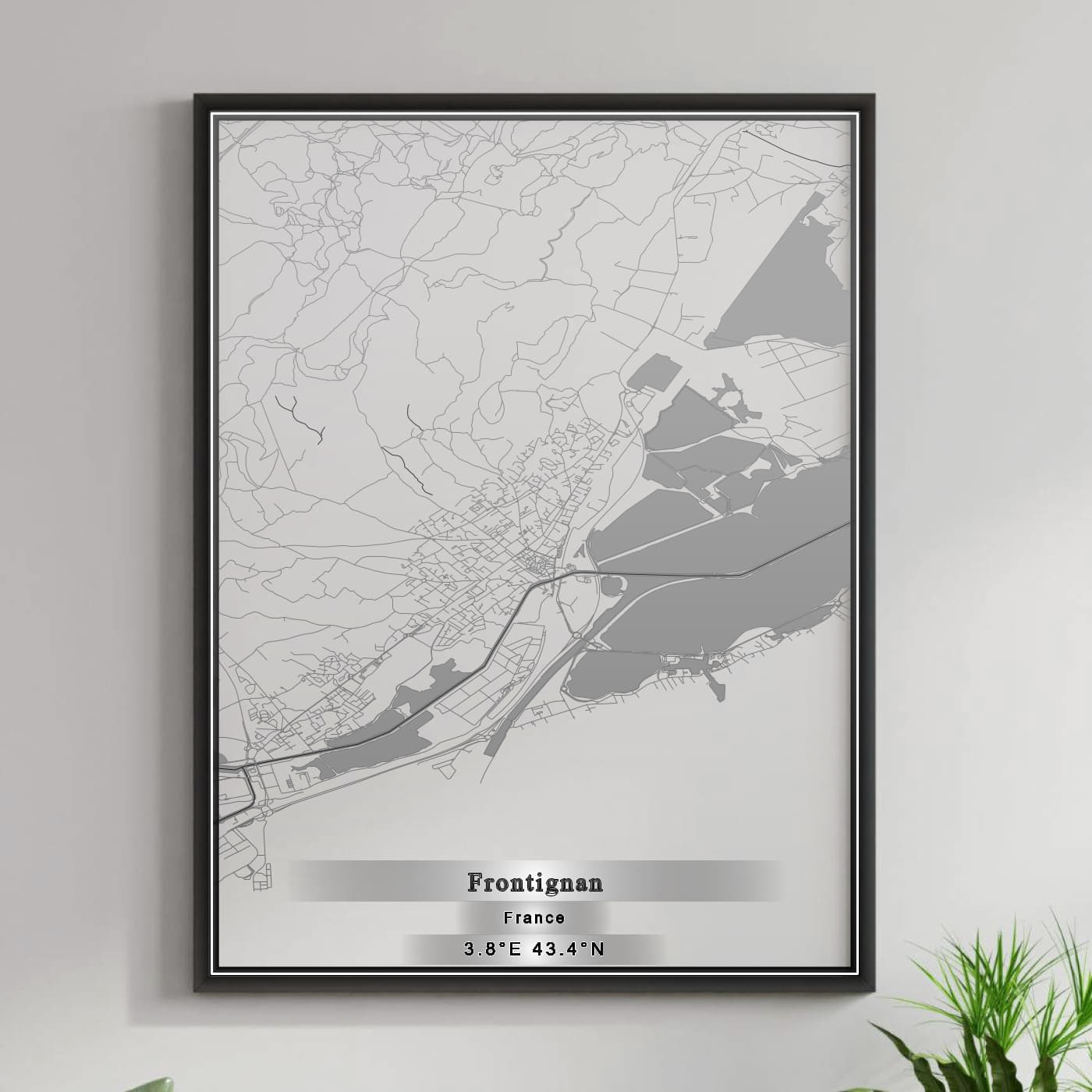 ROAD MAP OF FRONTIGNAN, FRANCE BY MAPBAKES