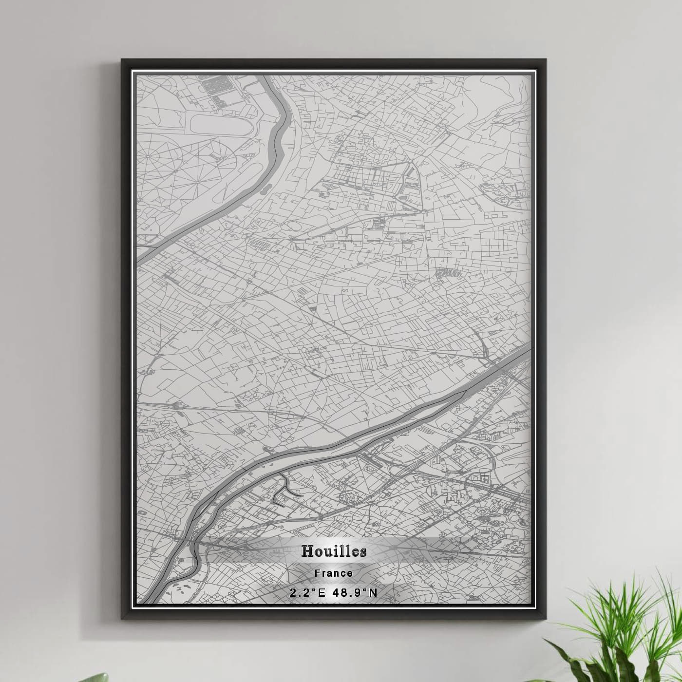 ROAD MAP OF HOUILLES, FRANCE BY MAPBAKES