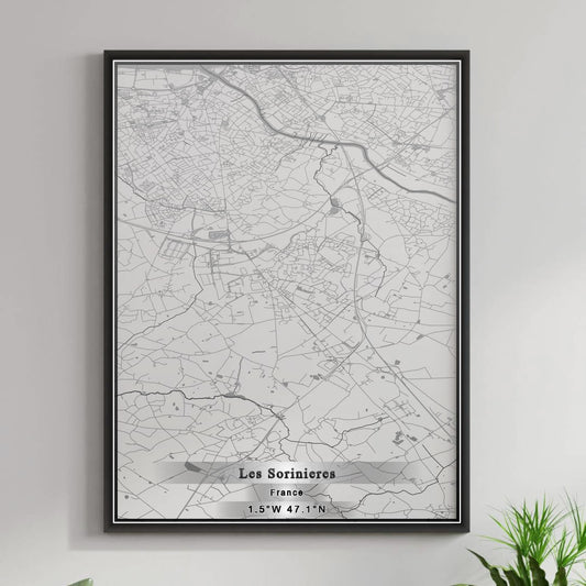 ROAD MAP OF LES SORINIERES, FRANCE BY MAPBAKES