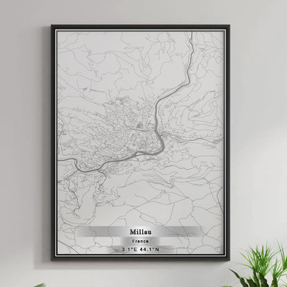 ROAD MAP OF MILLAU, FRANCE BY MAPBAKES