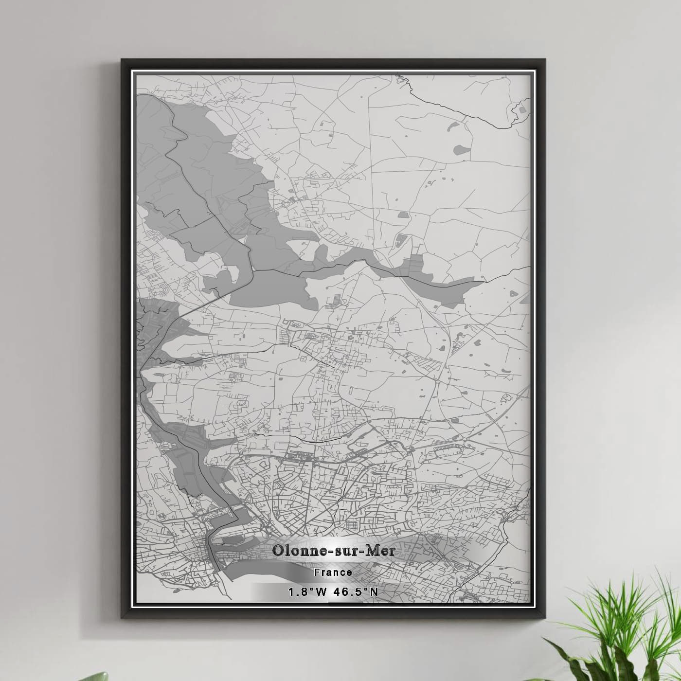 ROAD MAP OF OLONNE-SUR-MER, FRANCE BY MAPBAKES