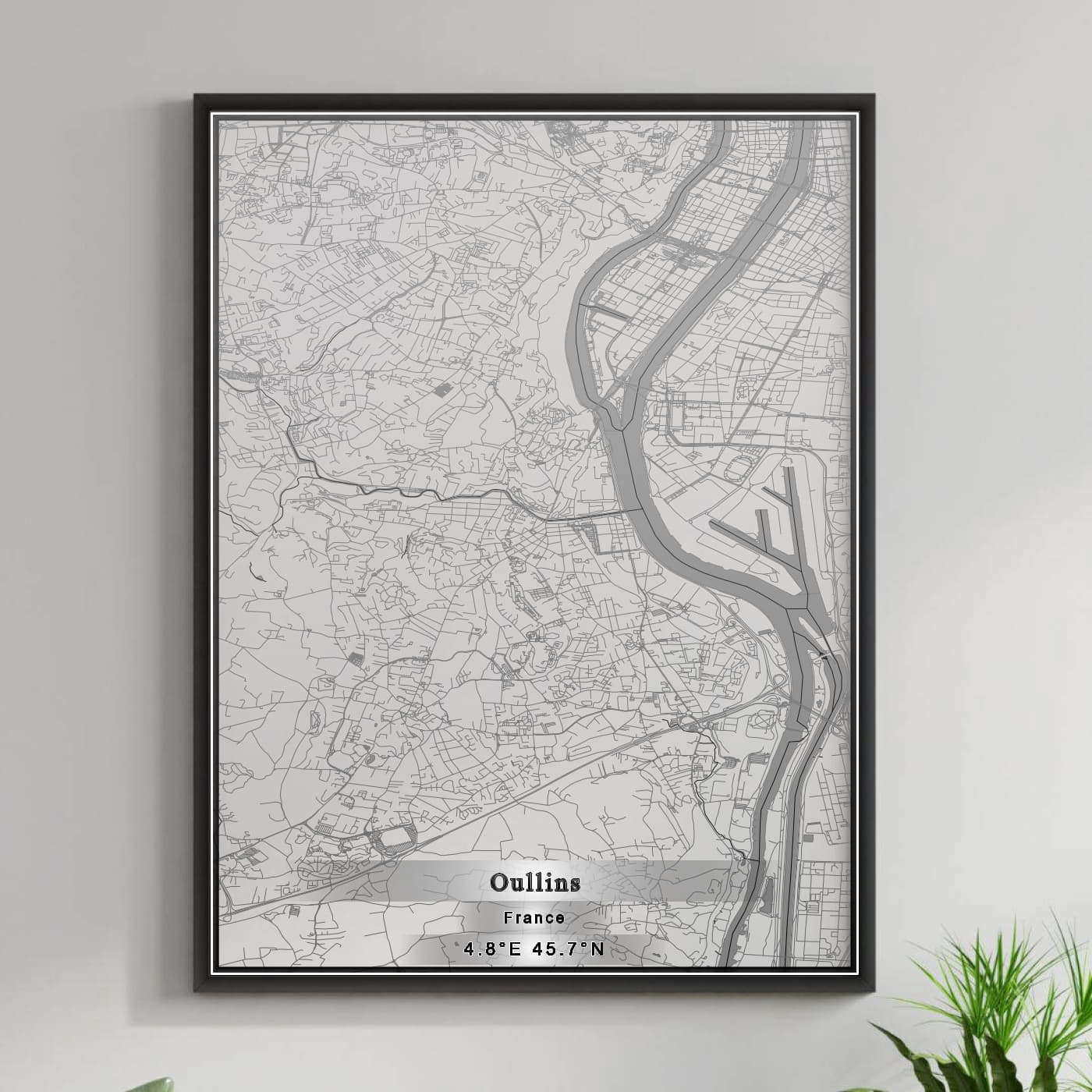 ROAD MAP OF OULLINS, FRANCE BY MAPBAKES