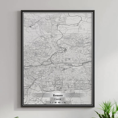 ROAD MAP OF RENNES, FRANCE BY MAPBAKES