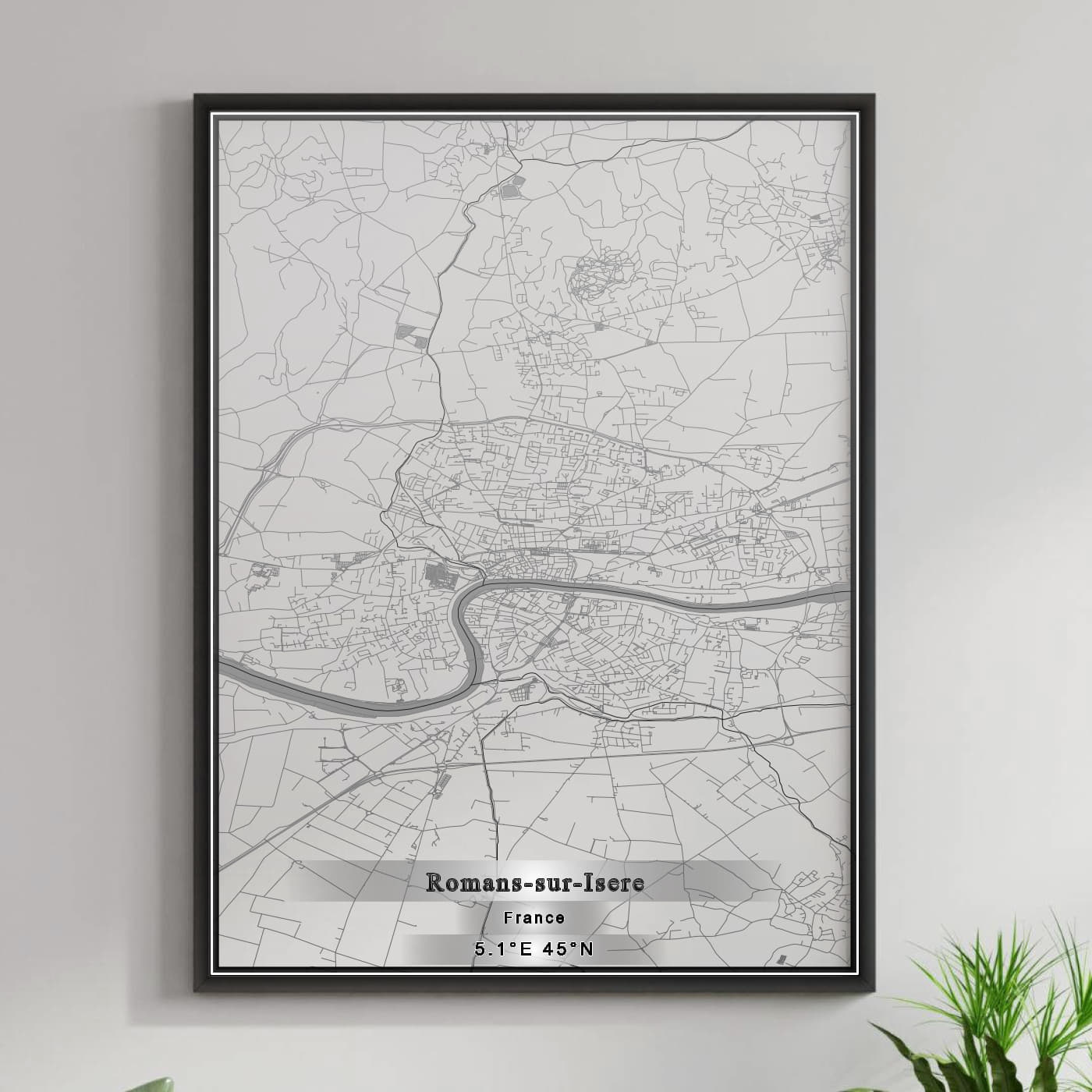 ROAD MAP OF ROMANS-SUR-ISERE, FRANCE BY MAPBAKES