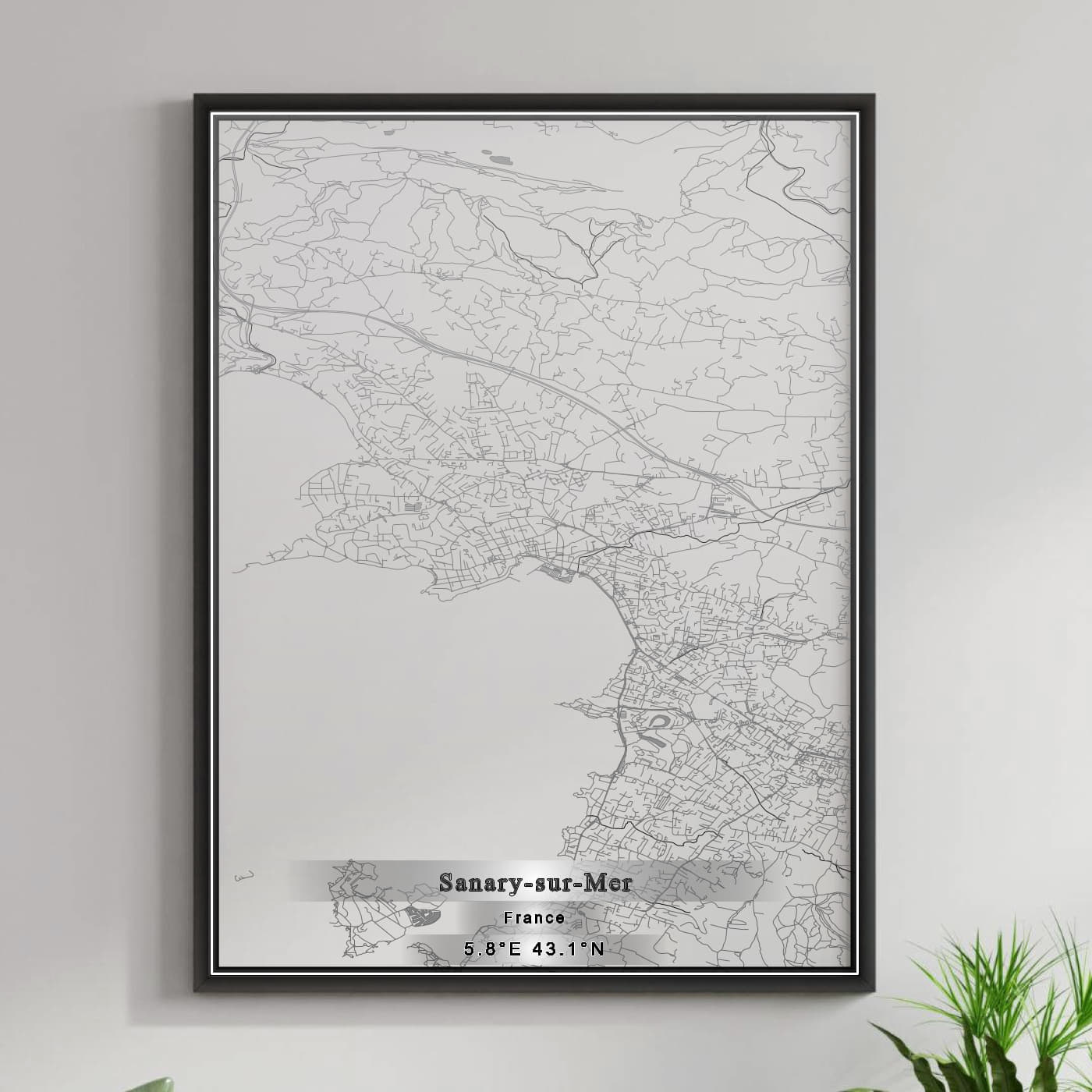 ROAD MAP OF SANARY-SUR-MER, FRANCE BY MAPBAKES