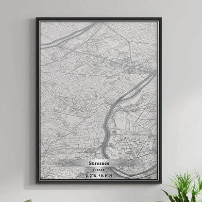 ROAD MAP OF SURESNES, FRANCE BY MAPBAKES