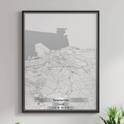 ROAD MAP OF TOURLAVILLE, FRANCE BY MAPBAKES