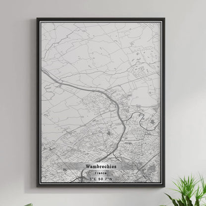 ROAD MAP OF WAMBRECHIES, FRANCE BY MAPBAKES