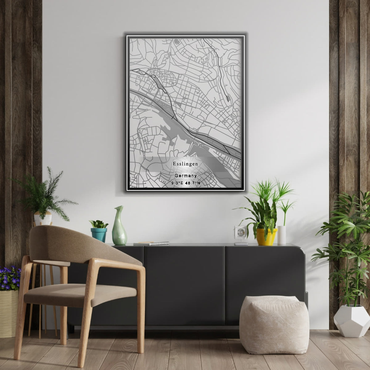 ROAD MAP OF ESSLINGEN, GERMANY BY MAPBAKES