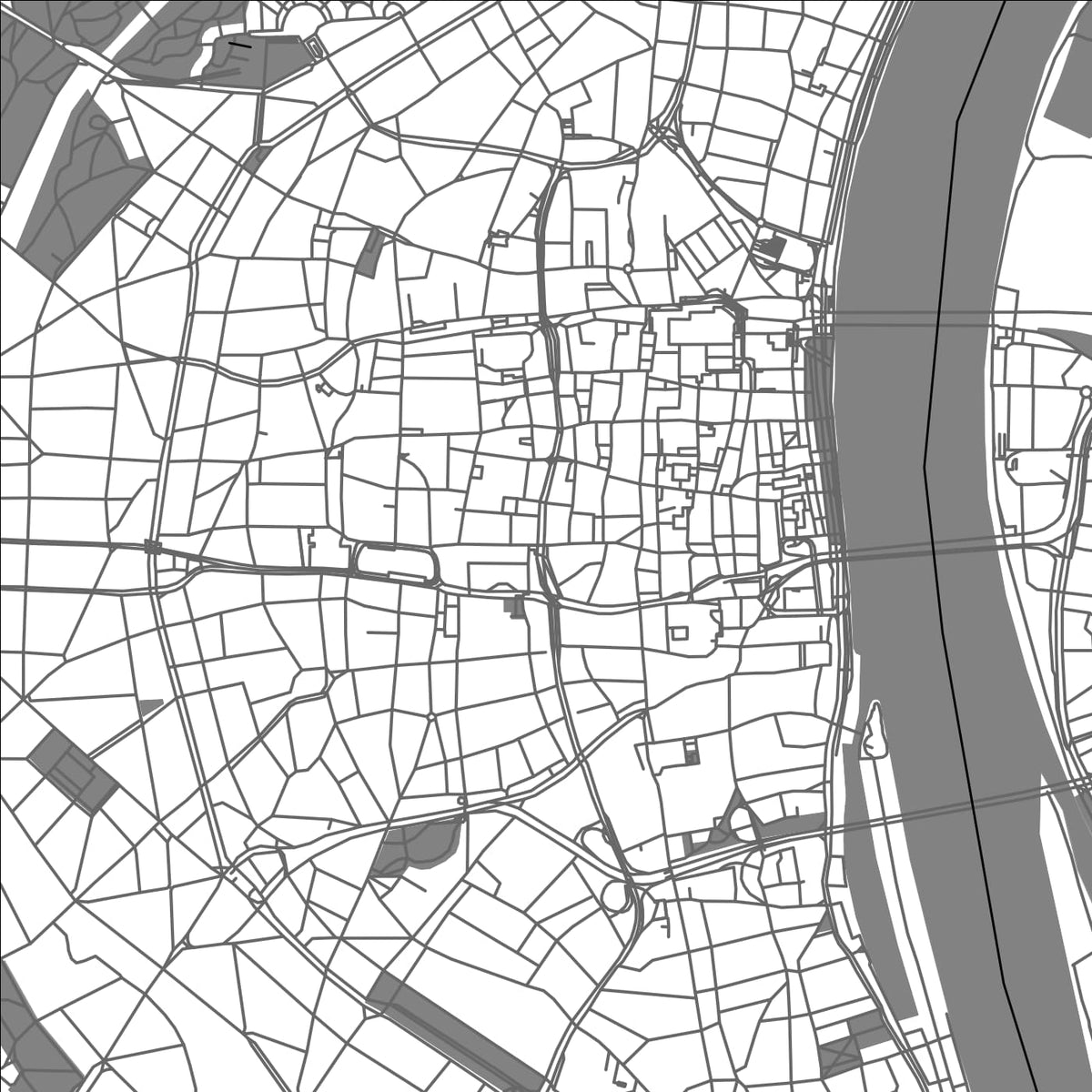 ROAD MAP OF COLOGNE, GERMANY BY MAPBAKES