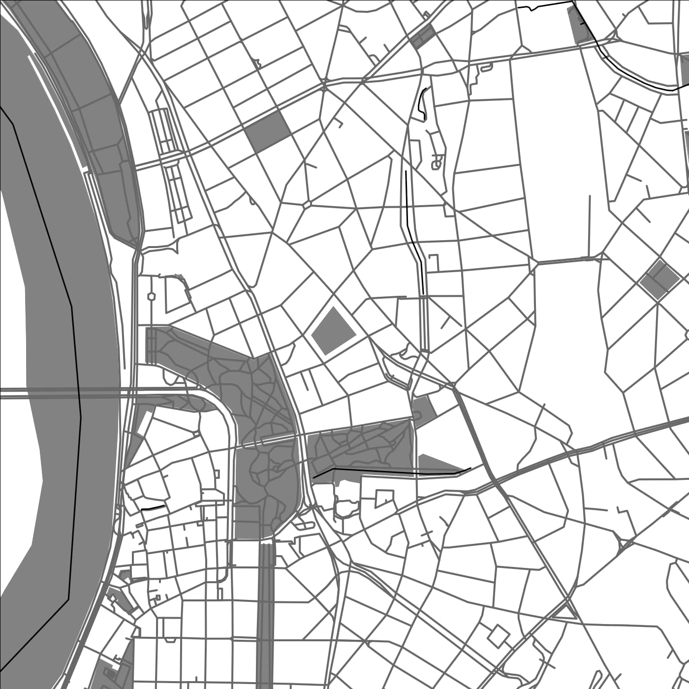 ROAD MAP OF DUSSELDORF, GERMANY BY MAPBAKES