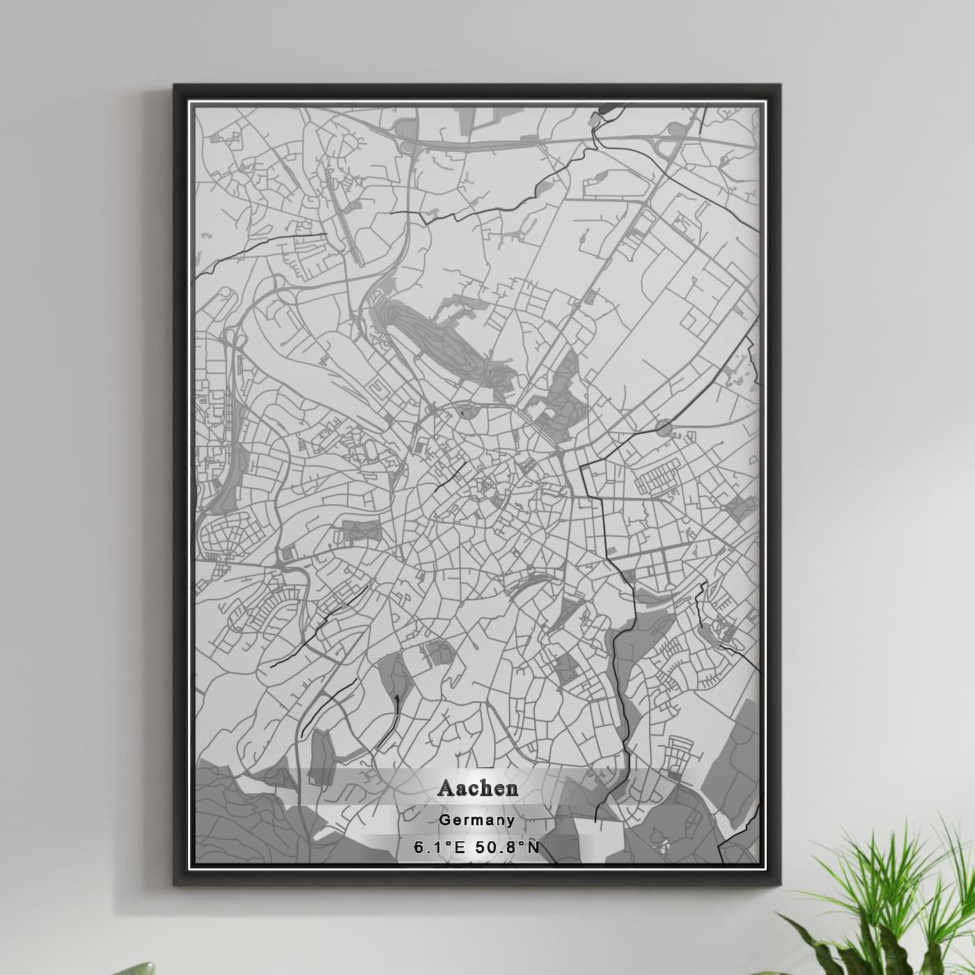 ROAD MAP OF AACHEN, GERMANY BY MAPBAKES