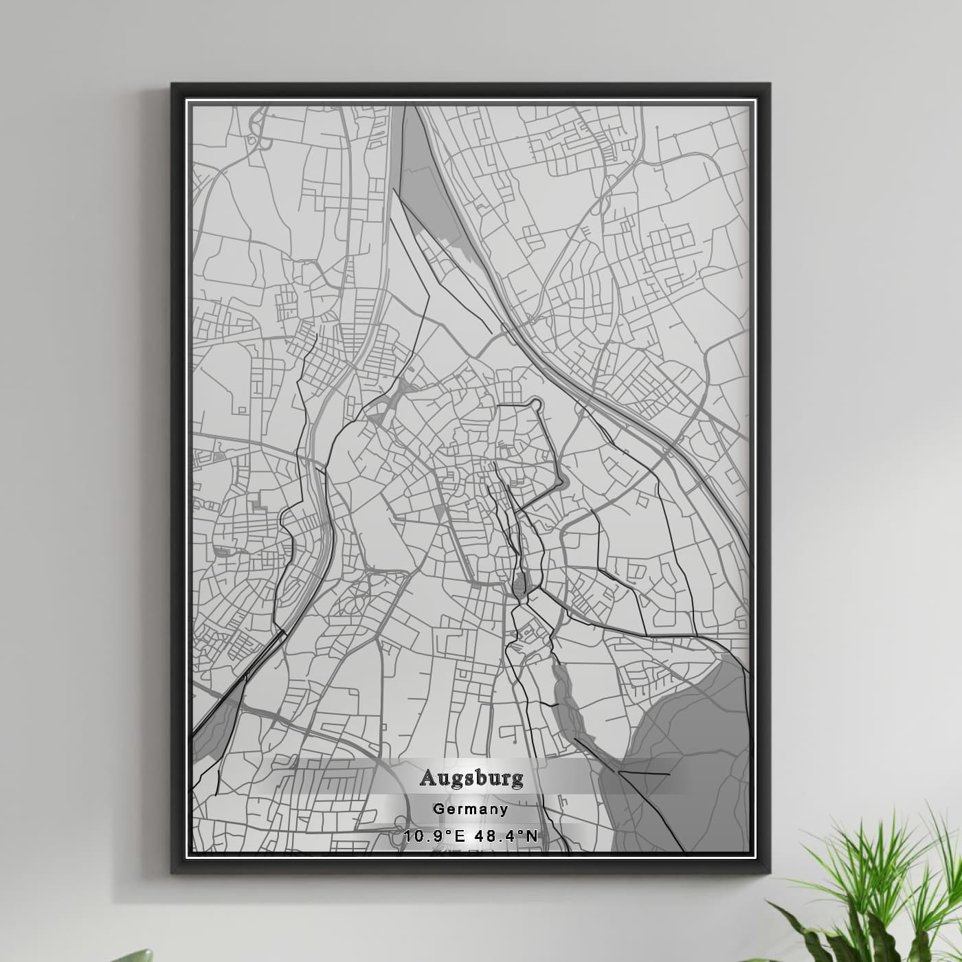 ROAD MAP OF AUGSBURG, GERMANY BY MAPBAKES