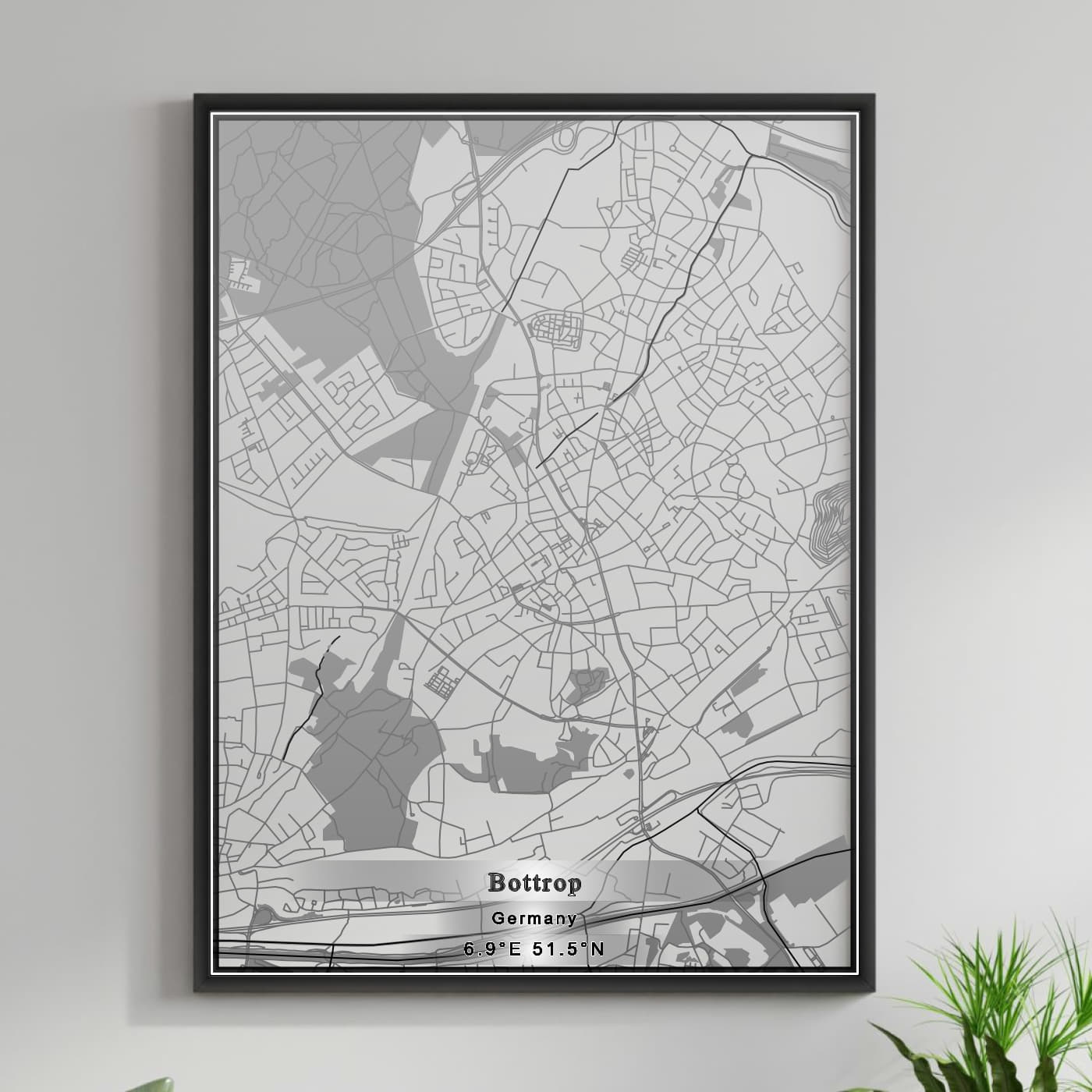 ROAD MAP OF BOTTROP, GERMANY BY MAPBAKES