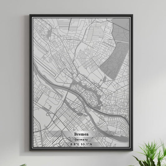 ROAD MAP OF BREMEN, GERMANY BY MAPBAKES