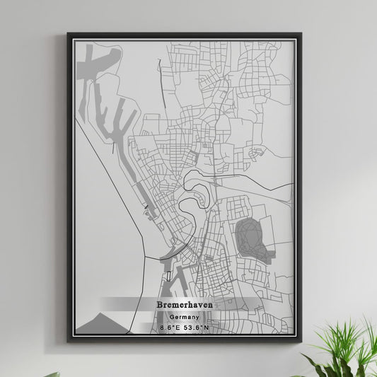 ROAD MAP OF BREMERHAVEN, GERMANY BY MAPBAKES