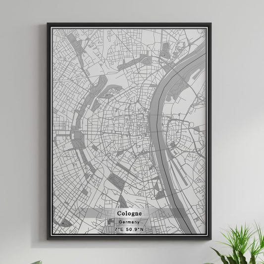 ROAD MAP OF COLOGNE, GERMANY BY MAPBAKES