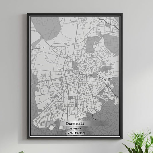 ROAD MAP OF DARMSTADT, GERMANY BY MAPBAKES