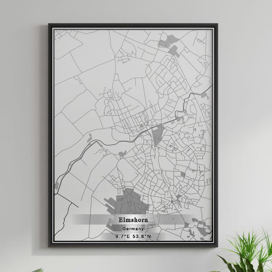 ROAD MAP OF ELMSHORN, GERMANY BY MAPBAKES