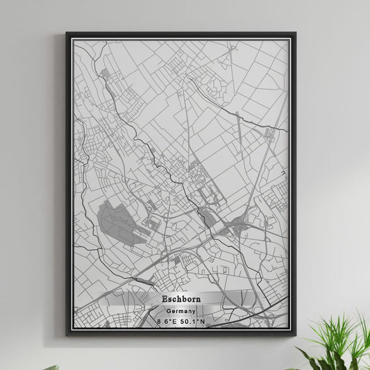 ROAD MAP OF ESCHBORN, GERMANY BY MAPBAKES