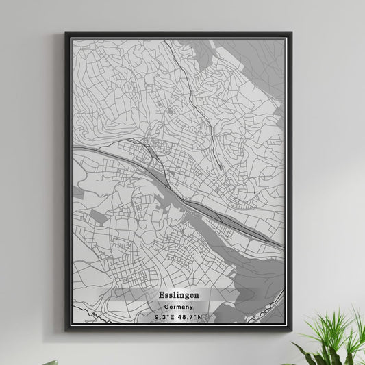 ROAD MAP OF ESSLINGEN, GERMANY BY MAPBAKES