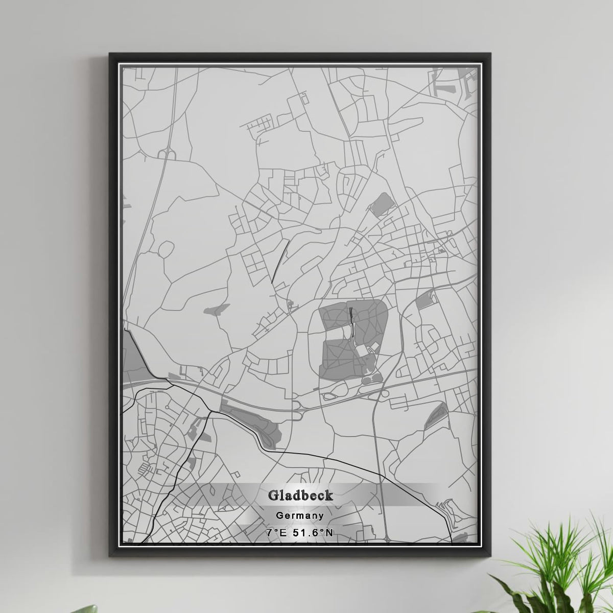 ROAD MAP OF GLADBECK, GERMANY BY MAPBAKES