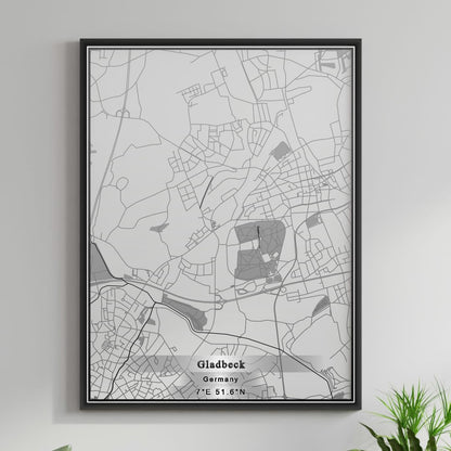 ROAD MAP OF GLADBECK, GERMANY BY MAPBAKES