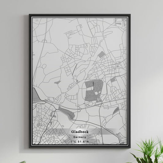 ROAD MAP OF GLADBECK, GERMANY BY MAPBAKES