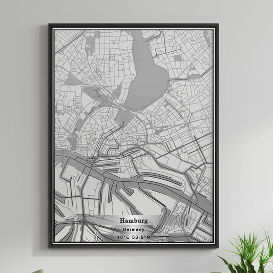 ROAD MAP OF HAMBURG, GERMANY BY MAPBAKES