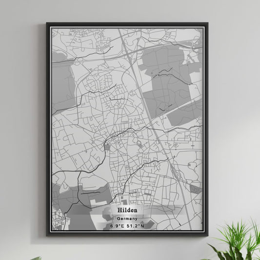 ROAD MAP OF HILDEN, GERMANY BY MAPBAKES