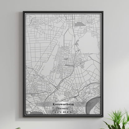 ROAD MAP OF KORNWESTHEIM, GERMANY BY MAPBAKES