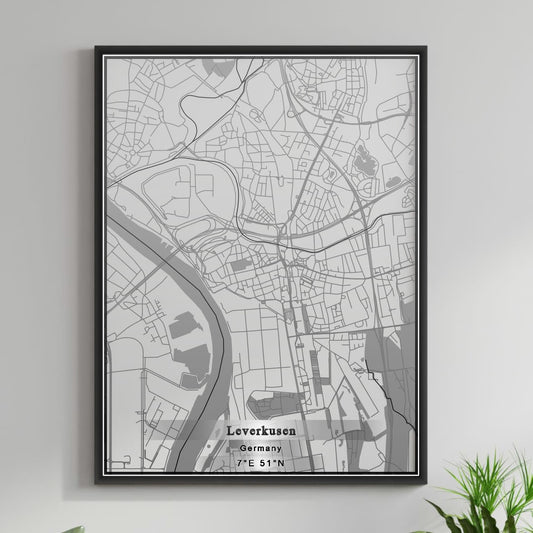 ROAD MAP OF LEVERKUSEN, GERMANY BY MAPBAKES