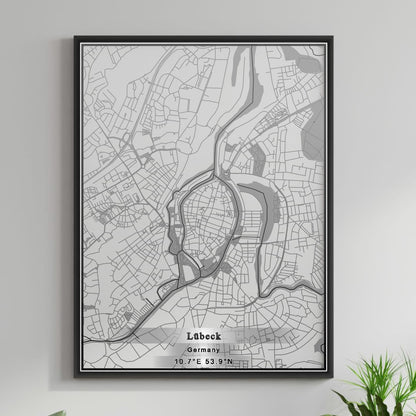 ROAD MAP OF LUBECK, GERMANY BY MAPBAKES