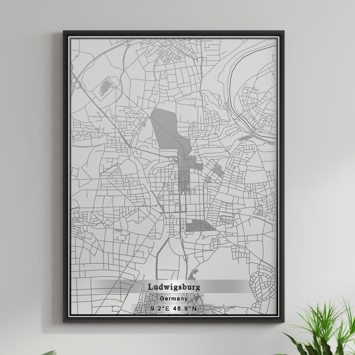 ROAD MAP OF LUDWIGSBURG, GERMANY BY MAPBAKES