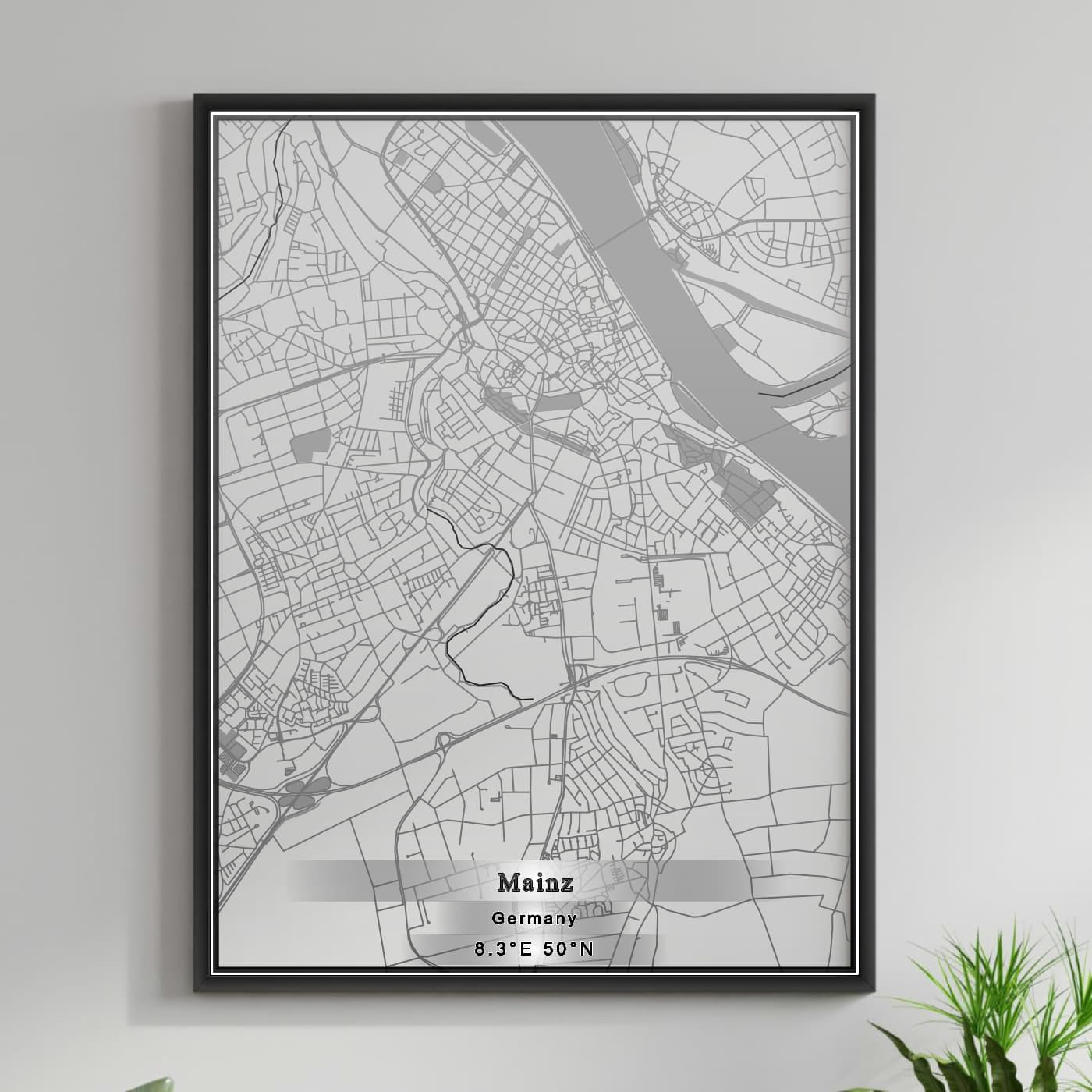 ROAD MAP OF MAINZ, GERMANY BY MAPBAKES