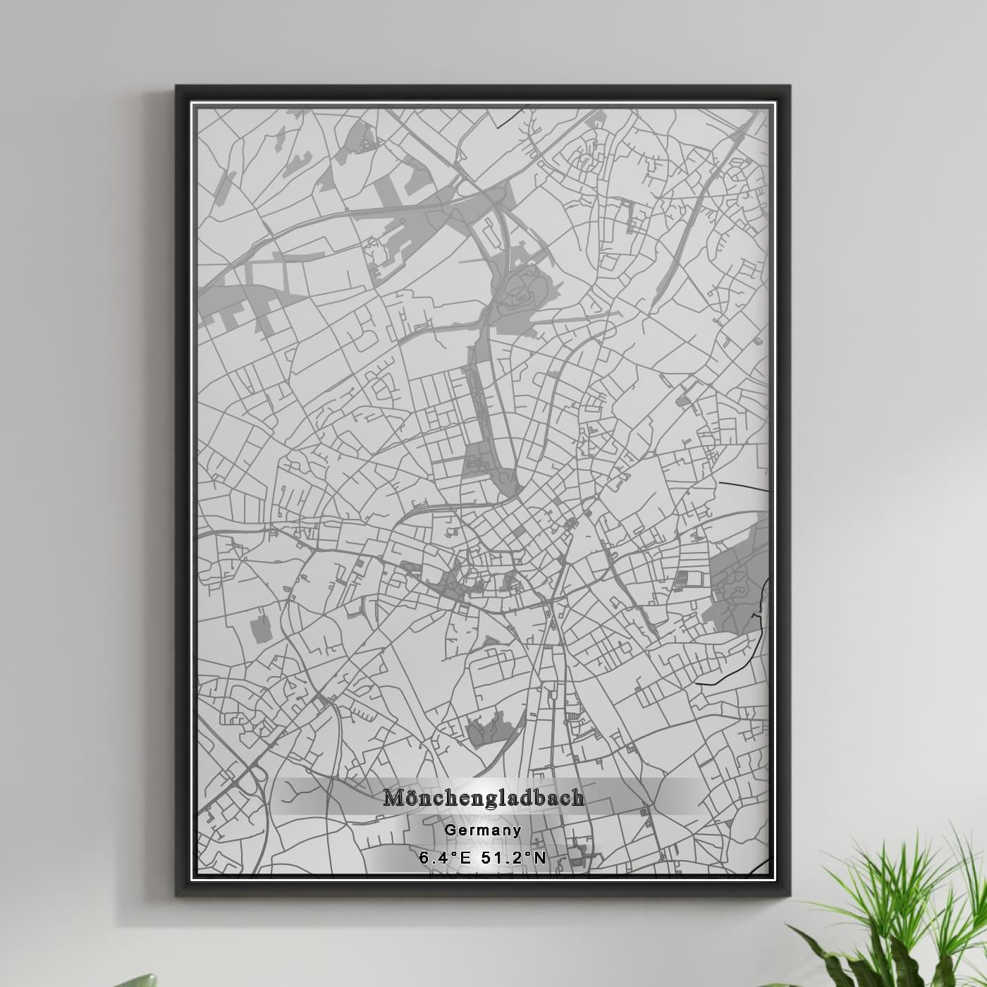 ROAD MAP OF MONCHENGLADBACH, GERMANY BY MAPBAKES