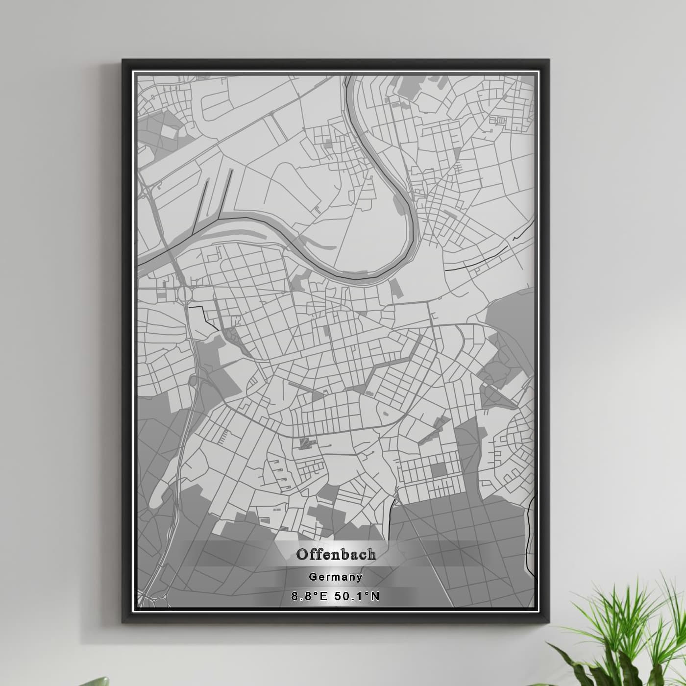 ROAD MAP OF OFFENBACH, GERMANY BY MAPBAKES