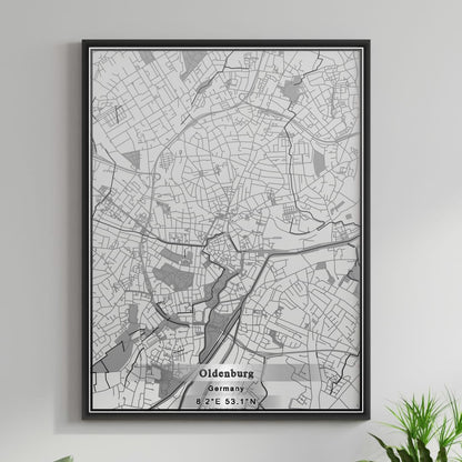 ROAD MAP OF OLDENBURG, GERMANY BY MAPBAKES