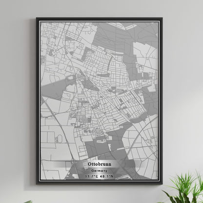 ROAD MAP OF OTTOBRUNN, GERMANY BY MAPBAKES