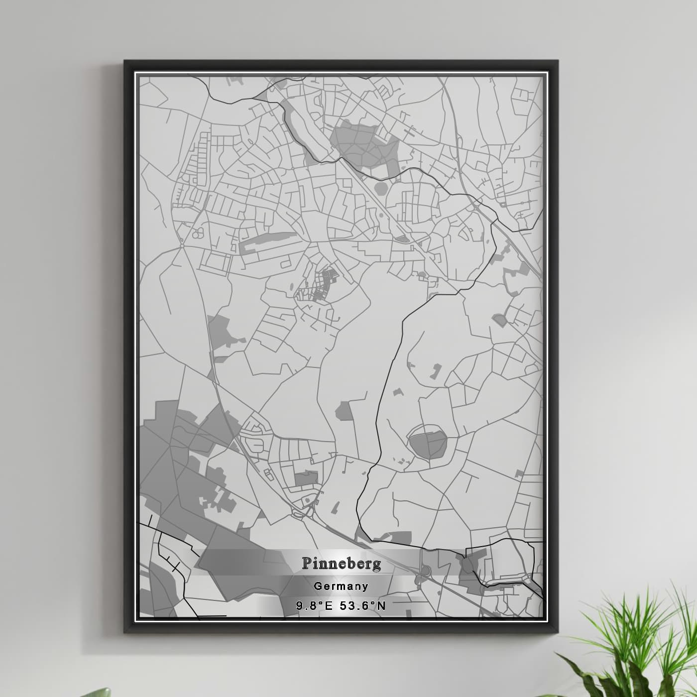 ROAD MAP OF PINNEBERG, GERMANY BY MAPBAKES