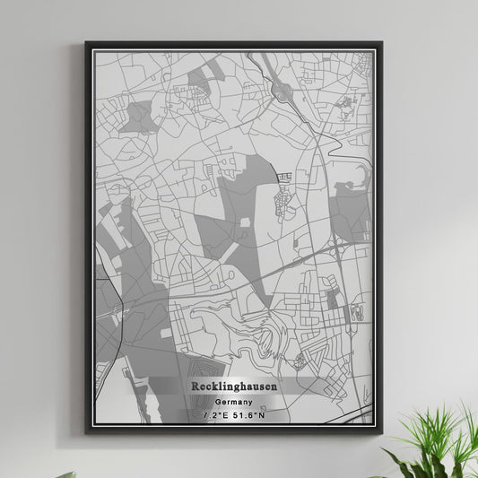 ROAD MAP OF RECKLINGHAUSEN, GERMANY BY MAPBAKES