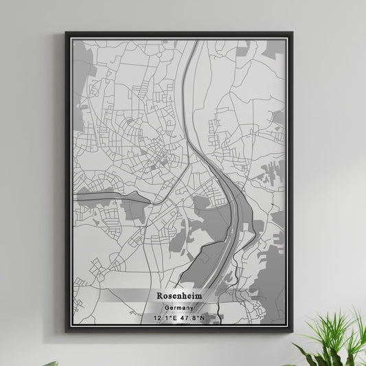 ROAD MAP OF ROSENHEIM, GERMANY BY MAPBAKES