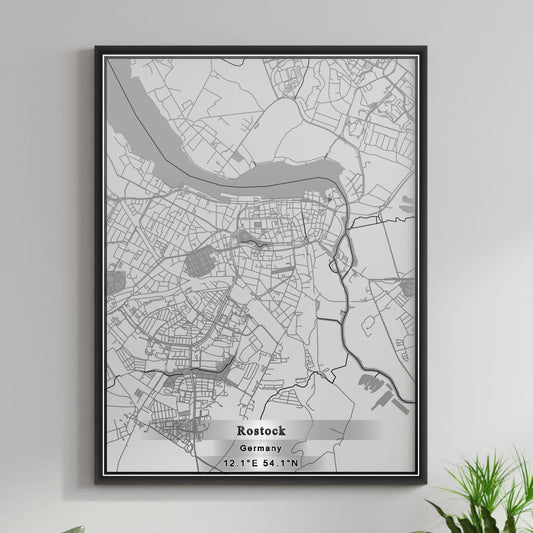ROAD MAP OF ROSTOCK, GERMANY BY MAPBAKES